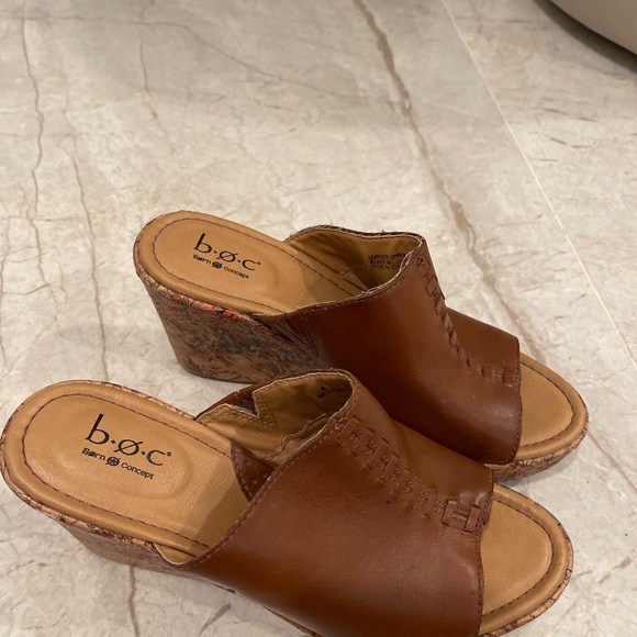 Leather Born slide Mule sandals shoes woman wedges size 8 - Picture 1 of 6